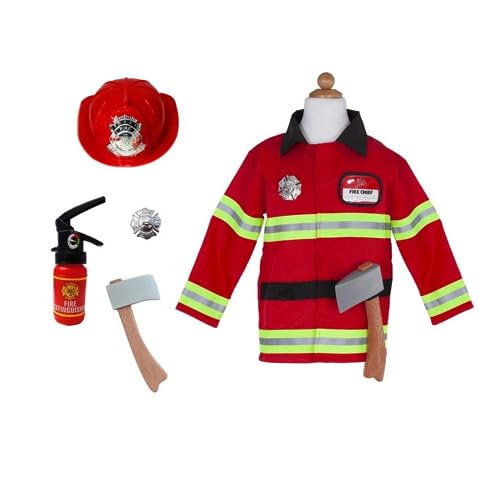 Creative Education 81355 Pretenders Feuerwehrmann mit Zubehör im Kleidersack Inklusive Mantel, Hut, Abzeichen, Axt & Feuerlöscher, Größe 5-6 von Great Pretenders
