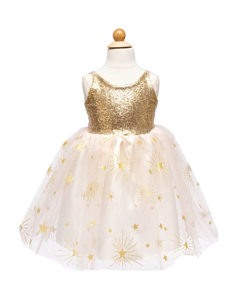 Glitzerndes Pailettenkleid Gold – Funkelnder Auftritt für Kinder (7-8 Jahre) von Great Pretenders