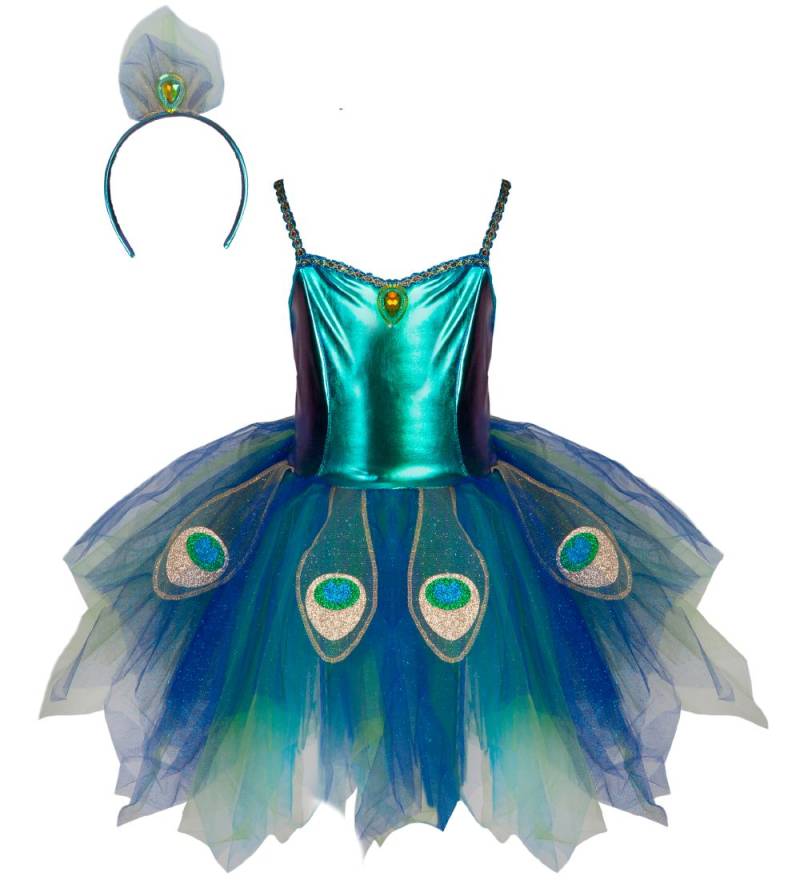 Great Pretenders Kostüm - Pfau - Blau m. Glitzer - Great Pretenders - 5-6 Jahre (110-116) - Kostüme von Great Pretenders