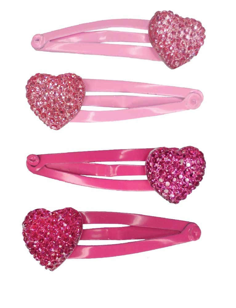 Haarclips Glitzer-Herzen, 4er-Set, sortierte Ware von Great Pretenders