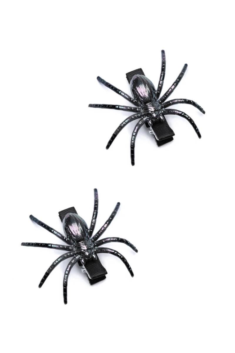Halloween Kinder-Haarspangen – Schwarze Spinnen im Doppelpack von Great Pretenders