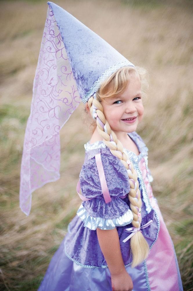 Rapunzel-Hut mit Zopf, lila - Faschingshut für Kinder von Great Pretenders