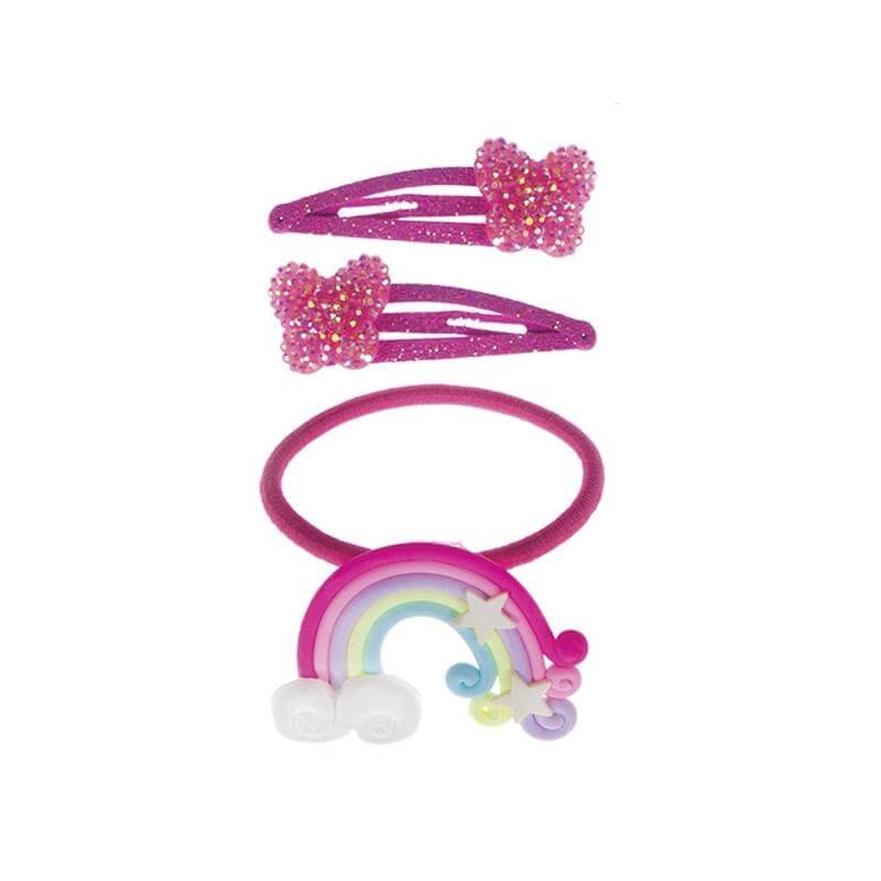 Regenbogen Haargummi und 2er Set Haarspangen Schmetterling Regenbogen Haargummi und 2er Set Haarspangen Schmetterling von Great Pretenders