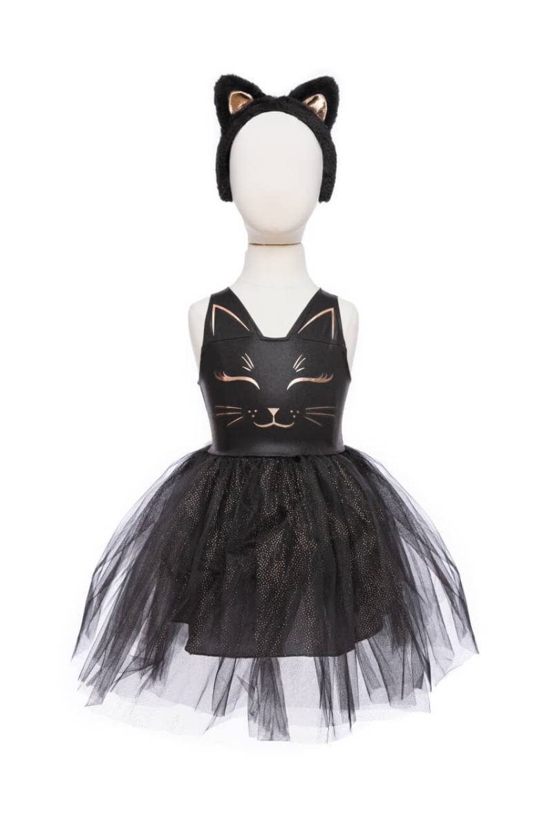 Schwarzes Katzenkleid mit Haarreif für Kinder – Gr. 3–4 Jahre von Great Pretenders
