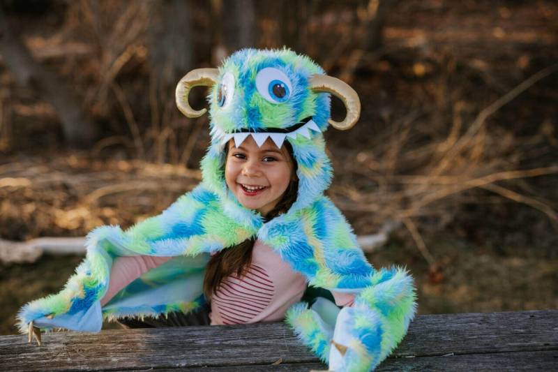 Sumpf-Monster-Umhang für Kinder, mit Hörnern von Great Pretenders