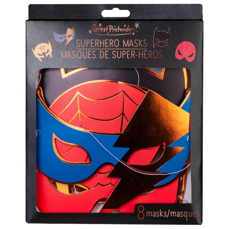 Superhelden-Masken im 8er Set Superhelden-Masken im 8er Set von Great Pretenders