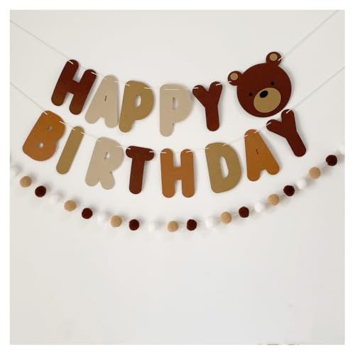 GreatRise Braun Bär Geburtstag Banner Set Happy Birthday Buchstaben Wimpelkette Pompom Girlande Kindergeburtstag Flagge Deko Zubehör Party Dekoration für Erwachsene, Kinder Braun Set GreatRise Braun Bär Geburtstag Banner Set Happy Birthday Buchstaben Wimpelkette Pompom Girlande Kindergeburtstag Flagge Deko Zubehör Party Dekoration für Erwachsene, Kinder Braun Set von GreatRise