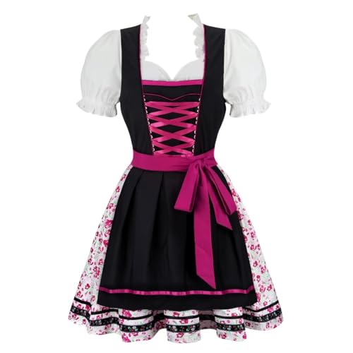 Grebrafan Dirndl Damen Midi Trachten Kleid Oktoberfest Outfit 3 Teilig Schwarz Rosarot 3X-Large Grebrafan Dirndl Damen Midi Trachten Kleid Oktoberfest Outfit 3 Teilig Schwarz Rosarot 3X-Large von Grebrafan