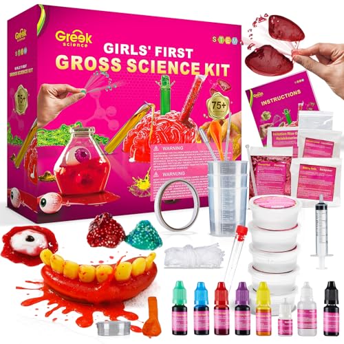 Greek Science Mädchen erste Slime Ekliges Wissenschafts-Set, Schleim Set für Mädchen, Spaß Experimente mit Gehirn Dissektion, Blut Schleim, STEM Spielzeug Weihnachten Geschenk Geschenkideen von Greek Science