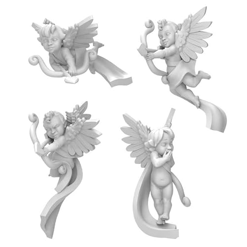 Green Stuff World Cherubs 40k Harz Miniaturen, Gothic Engel mit Schleifen für Wargaming, 4er Set, Unlackiert 13500 von Green Stuff World