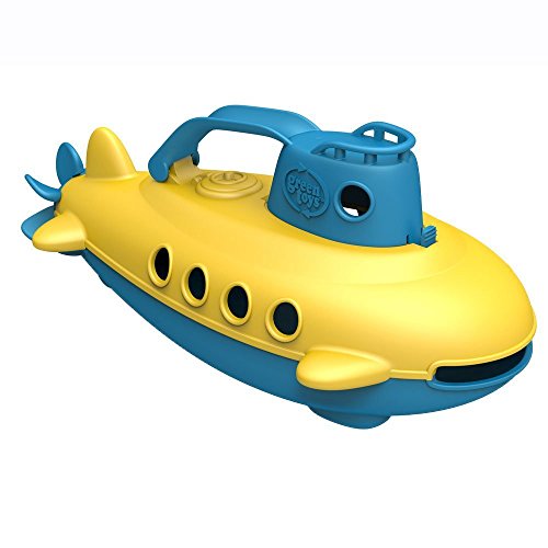 Green Toys 8601032 U-Boot, Badewannenspielzeug, Spielboot nachhaltiges Badespielzeug für Kinder ab 6 Monaten, Gelb, Blau, 1 Count von Green Toys