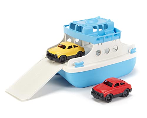 Green Toys 8601038 Fährschiff mit 2 Mini-Autos, Badewannenspielzeug, Spielboot, nachhaltiges Badespielzeug für Kinder ab 3 Jahren von Green Toys