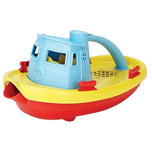 Green Toys 8668053 Schleppboot blau, Badewannenspielzeug, Spielboot, nachhaltiges Badespielzeug für Kinder ab 6 Monaten, 1 Stück (1er Pack) von Green Toys