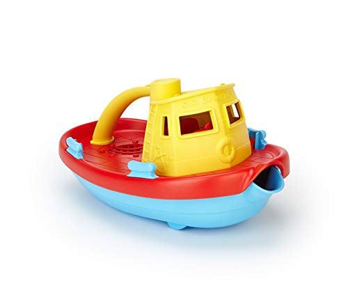 Green Toys 8668088 Schleppboot, Badewannenspielzeug, Spielboot, nachhaltiges Badespielzeug für Kinder ab 6 Monaten, gelb von Green Toys