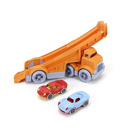 Green Toys Racing Truck - 3 Stück Toy Cars, Truck Toy with Car Ramp, Toddler Toys, Made from Recycled Milk Gams, Toys for 3 Year Old Boys & Girls von Green Toys