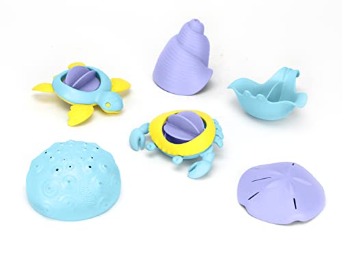 Green Toys Sea Life Set – 6-teiliges Badspielzeug-Set aus 100 % recyceltem Kunststoff, Top Sand und Wasserspielzeug, Babybadespielzeug von Green Toys