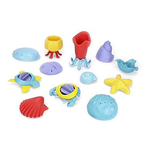 Green Toys Tide Pool Deluxe Set - 12 Stück Bath Toy Set Made from 100% Recycled Kunststoff, Top Sand and and Water Toys, Baby Bath Toys von Green Toys