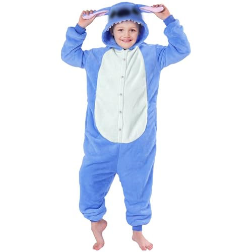 GreenYeah Kostüm Kinder Pyjama, Kinder Schlafanzug Cosplay, Cartoon Kostüm Onesie Jumpsuit, Kinder Tier Onesies, Kinder Onesie Jumpsuit Schlafanzug Jungen Mädchen mit Kapuze, Karneval Verkleidung von GreenYeah