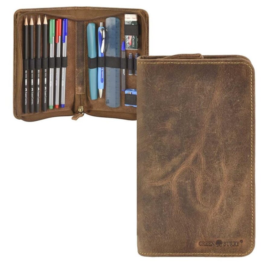 Greenburry Stiftetui Vintage Federmäppchen 15 Schlaufen | Leder antikbraun Greenburry Stiftetui Vintage Federmäppchen 15 Schlaufen | Leder antikbraun von Greenburry