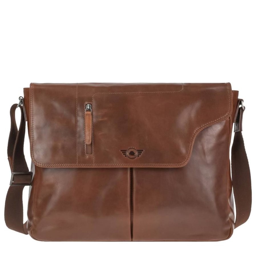 Umhängetasche Leder 40x32cm Messenger Bag Damen Herren Schultasche Schultertasche für Business und Freizeit "Waxy Vintage" von Greenburry