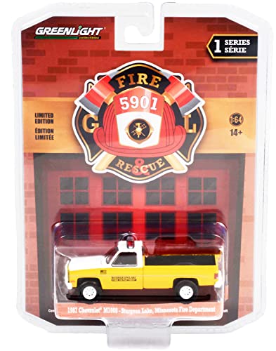 1987 Chevy M1008 Pickup Truck Yellow & White St re See Fire Department Minnesota Fire & Rescue Series 1 1/64 Druckgussmodell Greenlight 67010 C von Greenlight