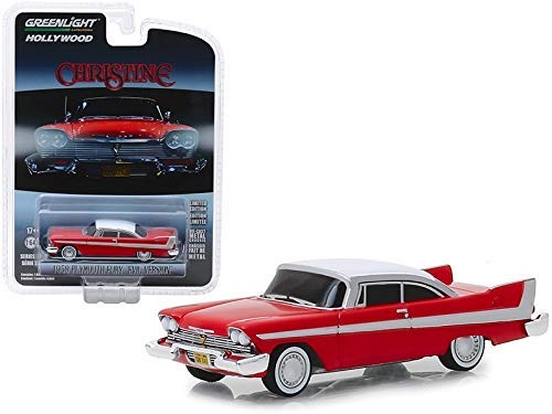 Greenlight 44840B 1/64 1958 Plymouth Fury Red with White Top Evil Version (Blacked Out Windows) Christine (1983) Druckguss Modellauto von Greenlight