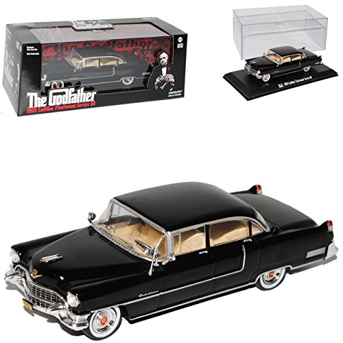 Greenlight Cadilac Fleetwood Serie 60 Limousine Schwarz Der Pate The Godfather 1955 1/43 Modell Auto mit individiuellem Wunschkennzeichen von Greenlight