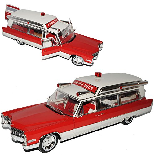 Greenlight Cadilac S & S High Top Ambulance 1966 Rot Weiss 1/18 Modell Auto von Greenlight