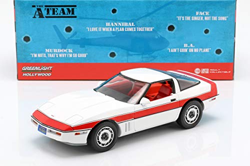 Greenlight Chevrolet Corvette C4 Baujahr 1984 TV-Serie Das A-Team (1983-87) weiß / rot 1:18 von Greenlight