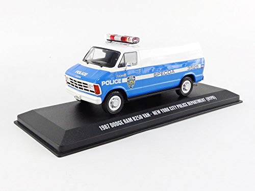 Greenlight kompatibel mit Dodge Ram B250 Van NYPD Police 1987 blau weiß Modellauto 1:43 Collectibles von Greenlight