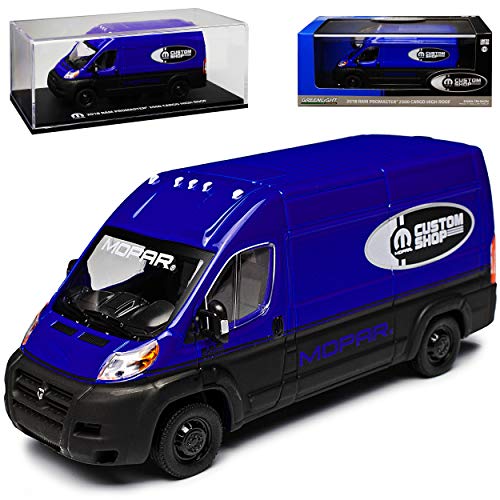 Greenlight Dodge Ram Promaster Transporter Kasten Blau Custom Shop Baugleich FIAT Ducato Citroen Jumper Peugeot Boxer 1/43 Modell Auto von Greenlight