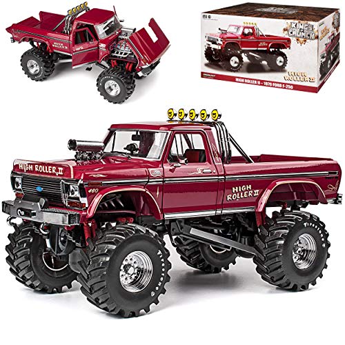 Greenlight Ford F-250 Monster Truck High Roller II Kings of Crunch Pick-Up Rot USA 1/18 Modell Auto von Greenlight