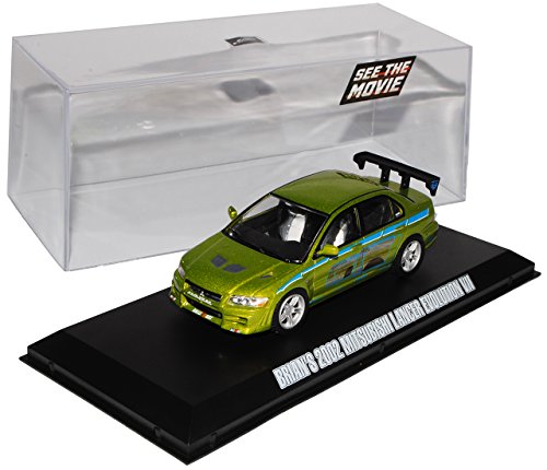 Greenlight Mitsubishi Lancer Evolution VII Grün Brian O Connor Fast and Furious 1/43 Modell Auto mit individiuellem Wunschkennzeichen von Greenlight