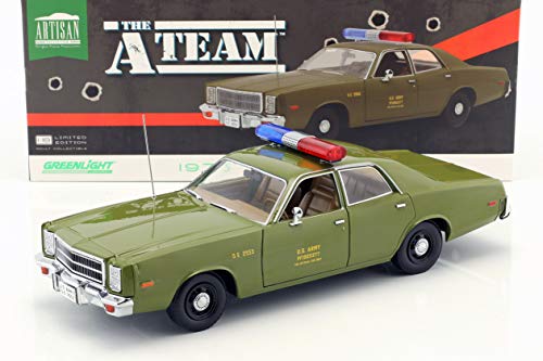 Greenlight Plymouth Fury Baujahr 1977 TV-Serie Das A-Team (1983-1987) olivgrün 1:18 von Greenlight