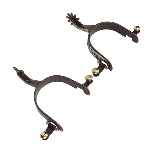 2 Stück Antike Cowboy-Sporen, Handgeschnitzte Blumen-Stahlsporen für Pferd, Vintage-Pferdesporen aus Kohlenstoffarmem Stahl mit Drehbarem Zahnrad für Pferd von Greensen
