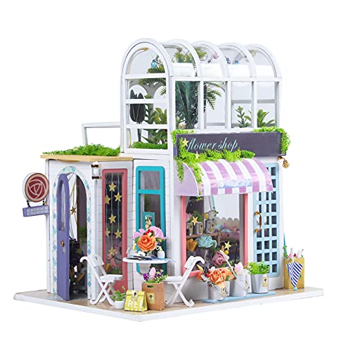 Blumenladen Modell, Holz DIY Playful Dollhouse Kit mit LED-Licht für Jungen für Mädchen für Spielhaus Blumenladen Modell, Holz DIY Playful Dollhouse Kit mit LED-Licht für Jungen für Mädchen für Spielhaus von Greensen