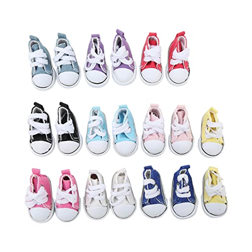 Greensen 1/6 Doll Canvas -Schuhe 10 Exquisite Arbeitskautschukpaare für und Freunde Blau Artikulierter Puppenball Gelbrosa Gelbes Schatz Blau für Bekleidungsspiele von Greensen