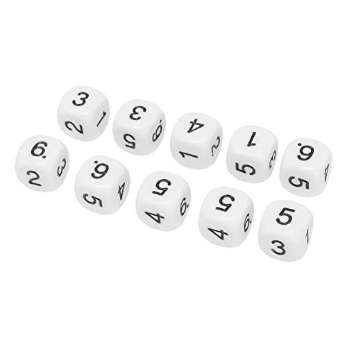Greensen 20pcs 16mm Clear Number Dice für Brettspiele Langlebige Kunststoffwürfel Lernhilfe für den Unterricht Im Klassenzimmer (White) von Greensen