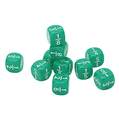 Greensen 20pcs Fraction Dice für Mathematikpraxis, Gravierte Zahlen, Ideal für die Zahlenunterricht (Green) von Greensen