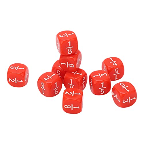 Greensen 20pcs Fraction Dice für Mathematikpraxis, Gravierte Zahlen, Ideal für die Zahlenunterricht (Rot) von Greensen