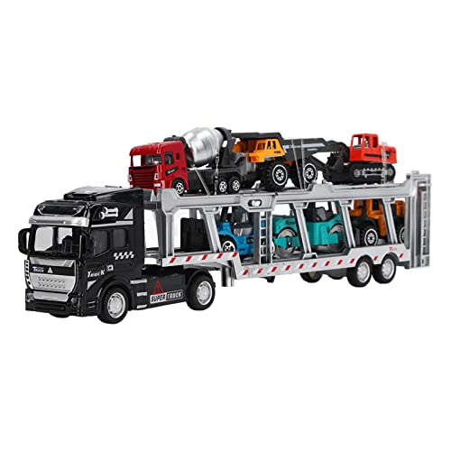 Greensen 6 in 1 Transportwagen Spielzeugset Simulationslegierung Rückenträger -LKW -Modell für Zurückziehen (Schwarz, mit modernem Technikfahrzeug) von Greensen