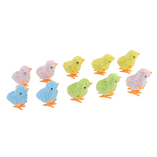 Greensen Clockwork Chick Toy, 10pcs Wind Up Jumping Chick Toys Clockwork Chicken Toys für Katzen mit Leuchtenden Farben Weiches Plüsch Hüpfende Hühner von Greensen