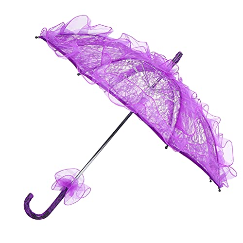 Greensen Einzigartige Faltbare Spitzenstoff -Stoff Parasol Regenschirm Klassische Brautleistung Requisiten Spitzen Regenschirm für Hochzeiten, Spiele, Performances (Gewicht: 155G) (PURPLE) von Greensen