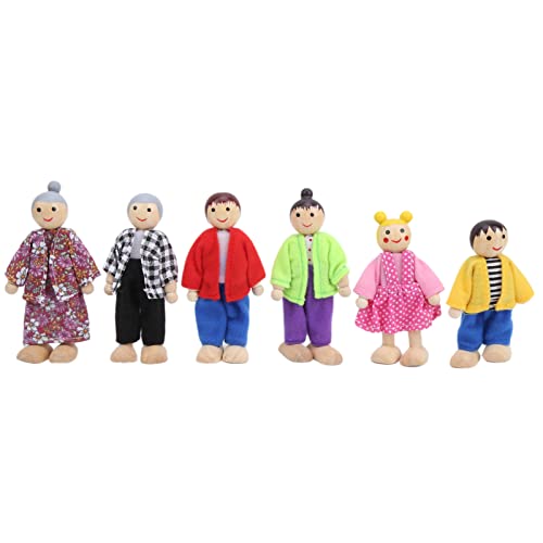 Greensen Langlebige Familienpuppenfiguren Pine Miniature Toy Toy Set für Dollhouse, Rollenspiele, Kinderspielzeug (6 japanische und koreanische Puppen) von Greensen
