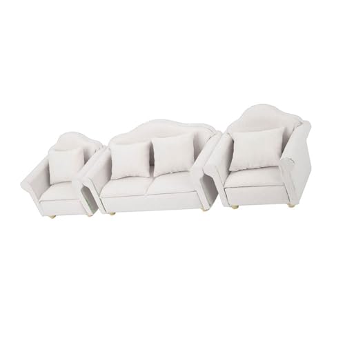 Greensen Mini Doll House Plaid Sofa Kissen Set, Material für Dollhouse Wohnzimmerdekoration (White) von Greensen