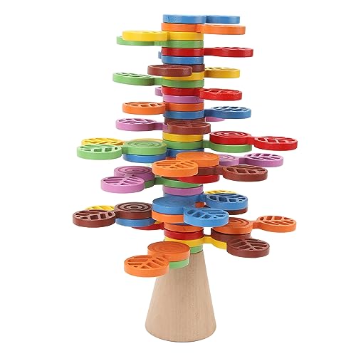 Greensen Stapeln Farbenfrohe Baumholz -Gleichgewichtsspiel Early Educational Toy für 3 und Höher, aus Basswood Gefertigt von Greensen