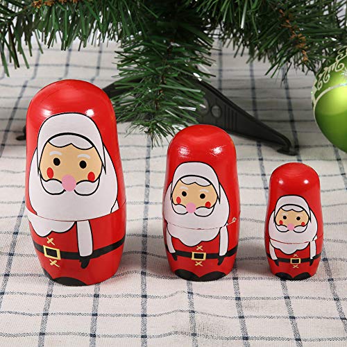 Greensen Weihnachtsholzmatryoshka Nesting Dolls Set Handbemalt für Home Decoration Mini Niedliche Weihnachts -Themenpuppen für Spielzeug oder Weihnachtsgeschenkschildschütze (Kleiner Alter Mann) von Greensen