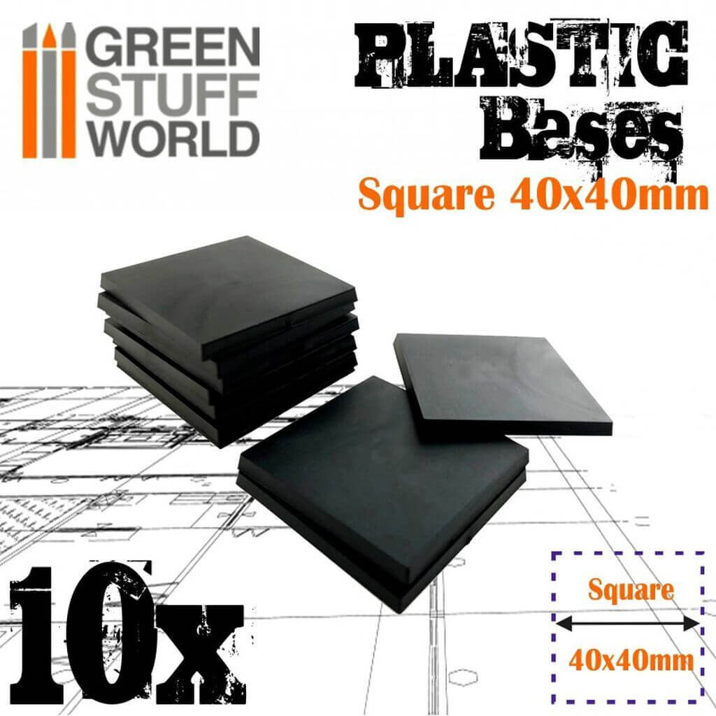 40x40 mm quadratische Kunststoffbasen 40x40 mm quadratische Kunststoffbasen von Greenstuff World