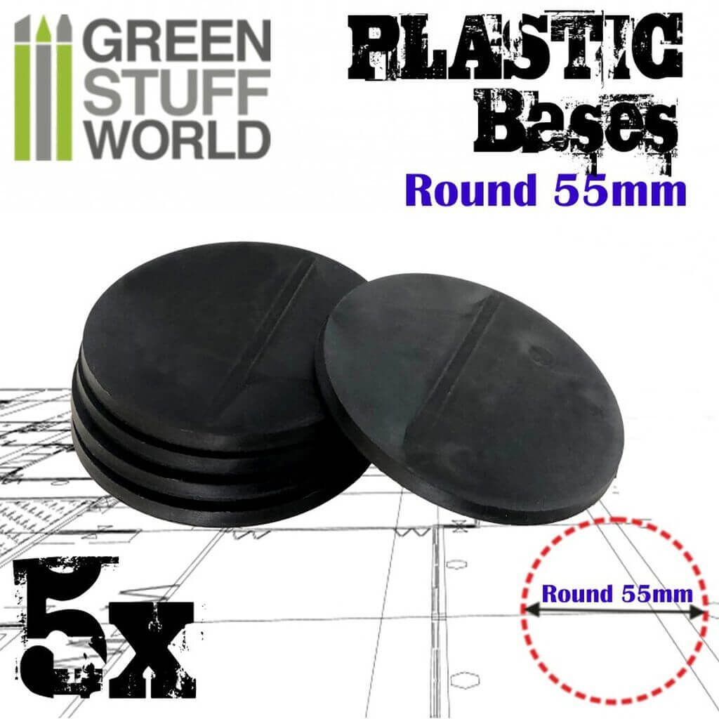 '55 mm Runde Kunststoffbasen - Schwarz' von Greenstuff World