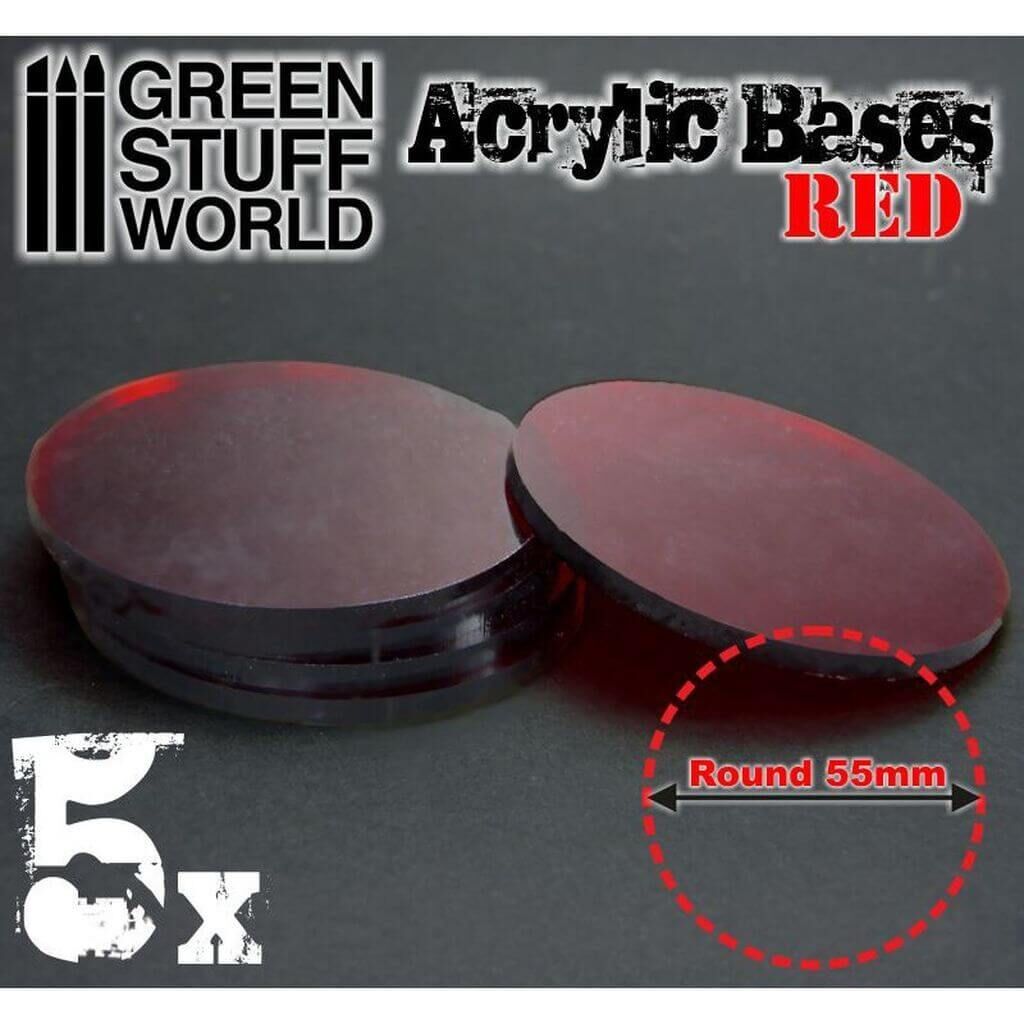 '55 mm runde und rot transparent Acryl Basen' von Greenstuff World